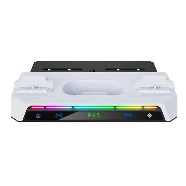 Крепление для консоли PlayStation 5 и PS5 Slim с подсветкой RGB и зарядкой геймпадов