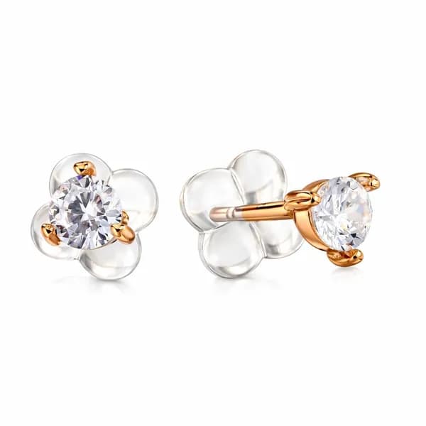 Серьги женские с фианитами из красного золота 375 пробы 585GOLD