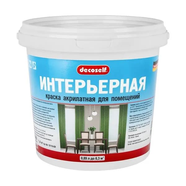 ПУФАС Краска интерьерная белая Decoself мороз. (0,89л 1,4кг) КИ
