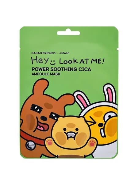 Маска для лица ESFOLIO KAKAO FRIENDS Super Power Soothing Cica с центеллой азиатской (успокаивающая) 25 г