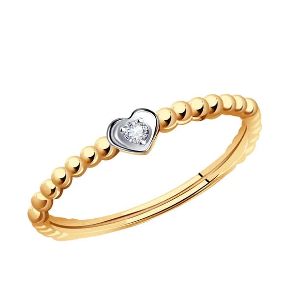 Золотое кольцо DIAMANT-ONLINE с фианитом 585 пробы
