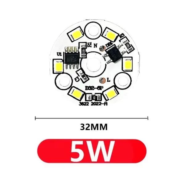Алюминиевая круглая светодиодная плата (модуль) 5W 220V 32мм led smd 2835, белый холодный свет