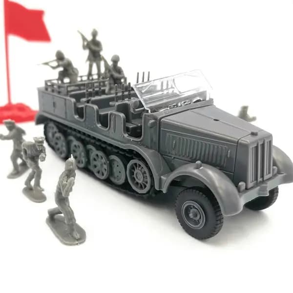 Масштабная модель 1:72 немецкого военного полугусеничного автомобиля Sd.Kfz.7 из пластика с солдатами, игрушка для детей