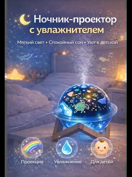 Увлажнитель воздуха ночник с подсветкой бесшумный