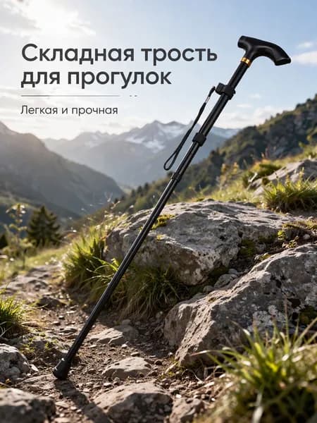 Складная трость для ходьбы алюминиевая регулируемая, эргономичная ручка, противоскользящий наконечник, компактная 27 см, трость для пожилых и путешествий