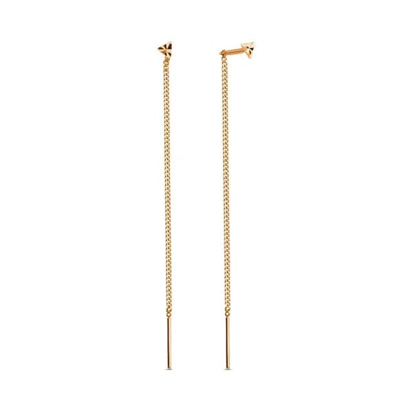 Серьги протяжки женские из красного золота 585 пробы, длинные 585GOLD