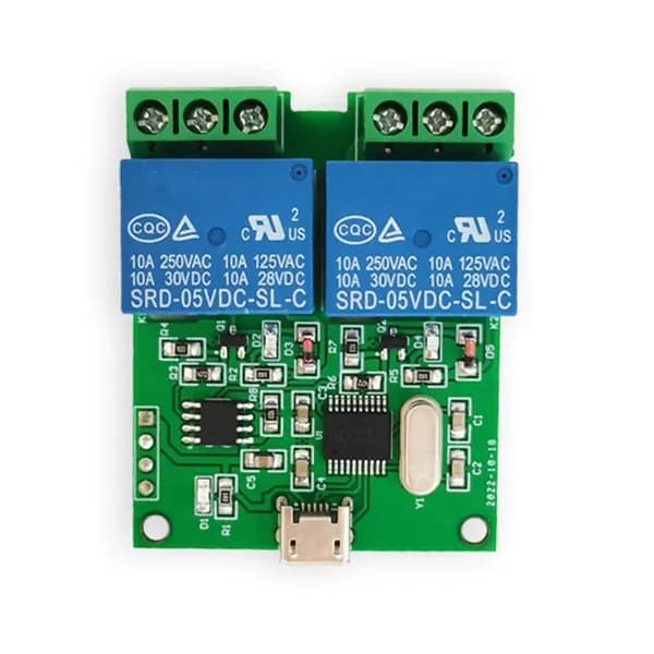 LCUS-2: USB релейный модуль на 2 канала, интеллектуальный USB-переключатель для управления/через COM-порт.