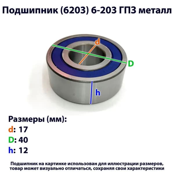 подшипник (6203) 6-203 ГПЗ металл