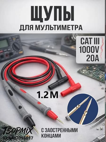 Щупы для мультиметра измерительные 20А 1000V силиконовые