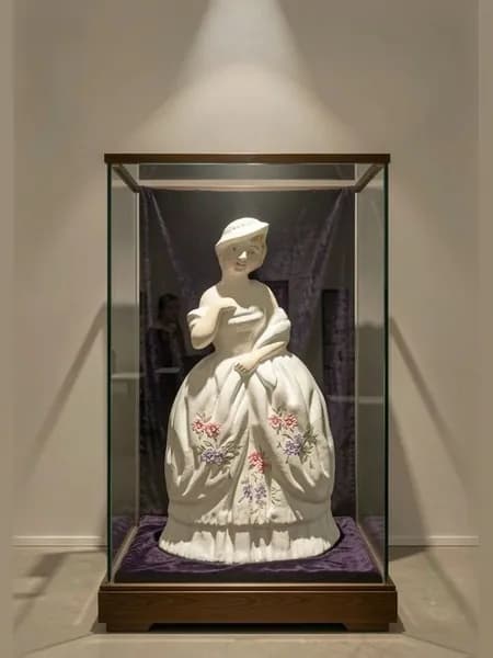 Винтажная статуэтка Staffordshire Дама в белом, фарфор, Англия, 17.5 см
