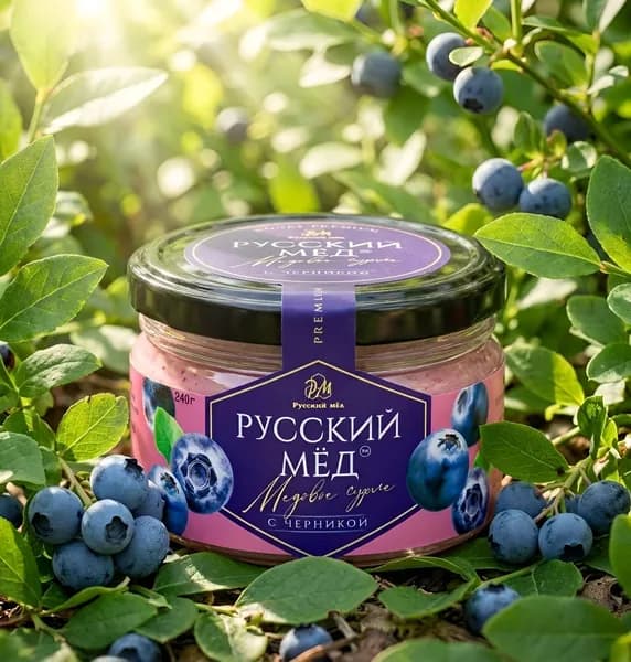 Медовое суфле с Черникой "Русский Мёд" 250мл