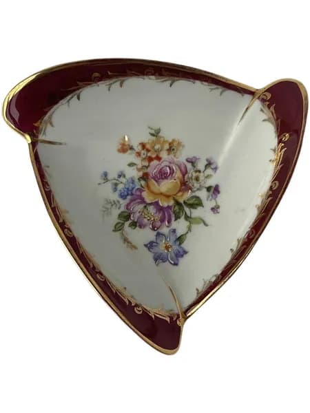 Пепельница винтажная. Цветы. Фарфор. 1950-е гг. Fontanille et Marraud. Лимож, Франция.