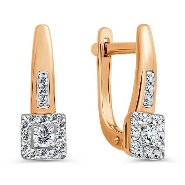 Серьги женские с бриллиантами из красного золота 585 пробы 585GOLD