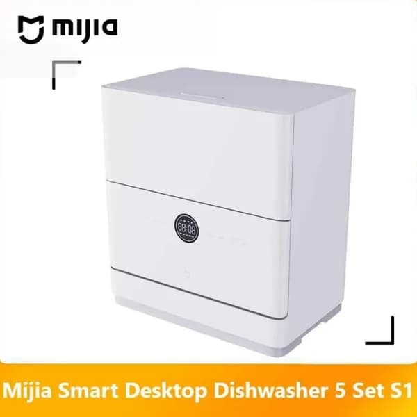 Xiaomi Посудомоечная машина Xiaomi Посудомоечная машина S1 на 5 комплектов, настольная, с откидной дверцей, технология сушки PTC, мойка при 75, белый, белый, бежевый