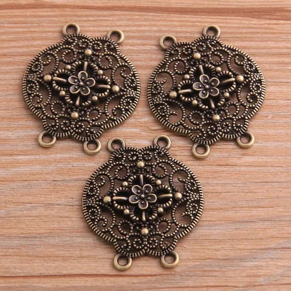 5Pcs Соединитель ювелирных изделий с полым цветком 32*37mm