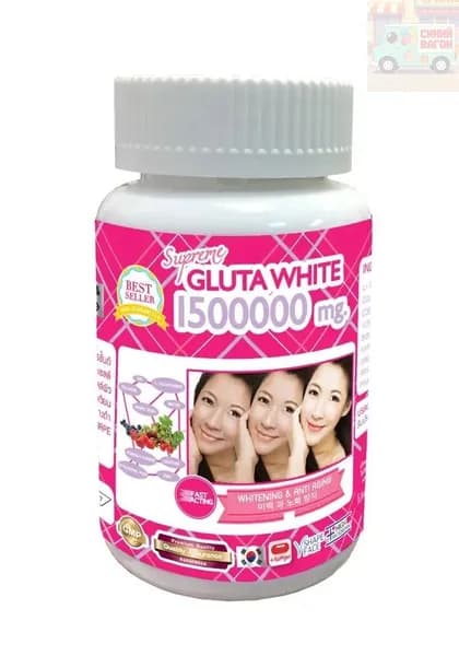 Отбеливающая кожа Gluta White: удаление темных пятен, глутатион для волос и ногтей, 30 мягких капсул.