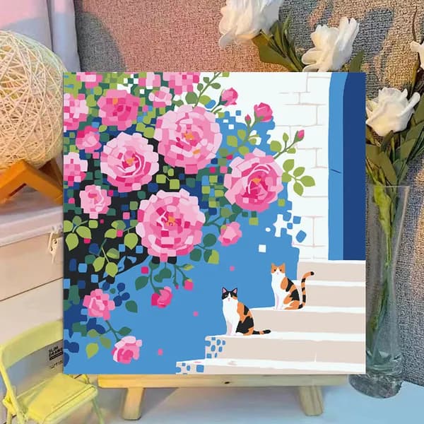 Картина по номерам, 20x20 CM, Кошки и собаки,Мультфильмы, подарки для детей, декомпрессия
