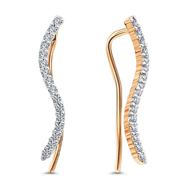 Серьги женские с фианитами из красного золота 585 пробы 585GOLD