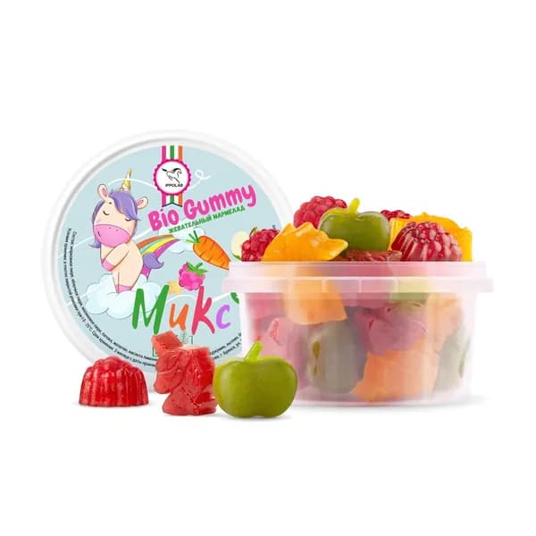 Мармелад "Bio Gummy", МИКС: малина, морковь, яблоко для лошади, 300 г (Ипполаб Пробио)