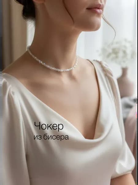 Чокер из бисера алмазного стекла на шею бижутерия