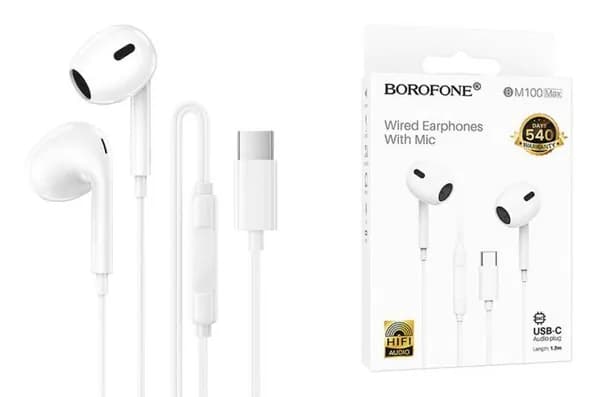 Наушники с микрофоном BOROFONE BM100 Pro, Type-C, цвет белый