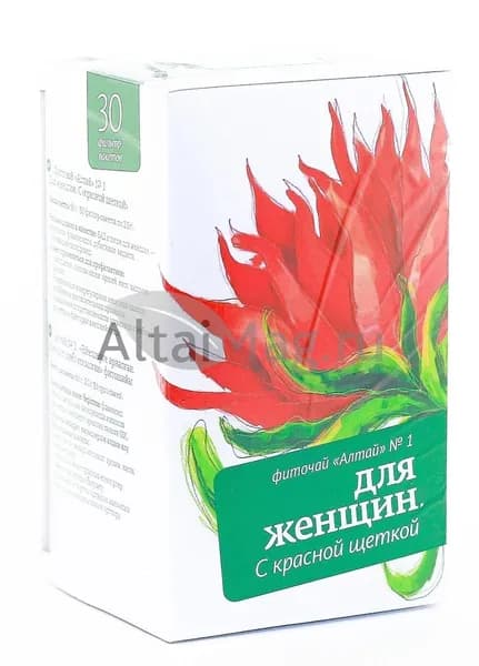 Фиточай Алтай №1 для женщин с красной щеткой, 30 пакетиков по 2г