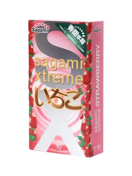 Презервативы Sagami Xtreme Strawberry с ароматом клубники 10 шт.