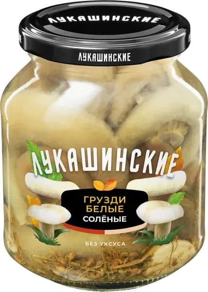 Грузди соленые Лукашинские белые Меленковский КЗ с/б, 340 г