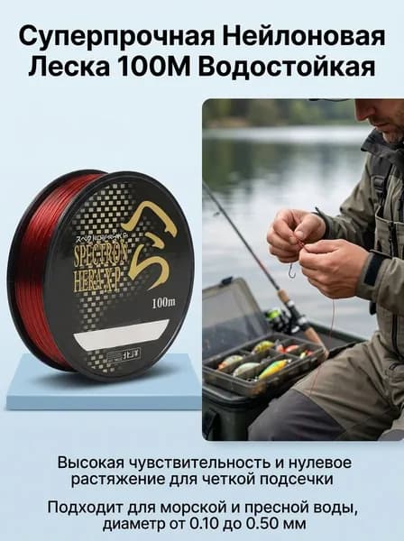 Леска для рыбалки, размотка: 1 м, толщина: 1 мм