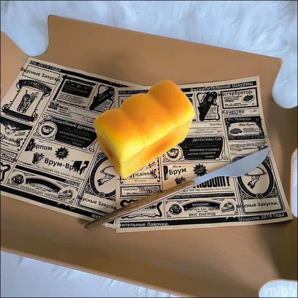 Мягкая игрушка-антистресс в виде квадратного хлеба: белый хлеб, из PU, для снятия стресса