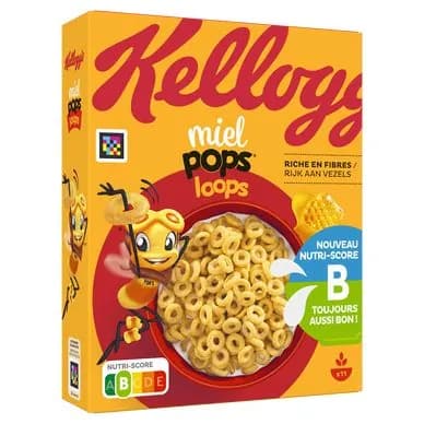 Завтрак сухой хлопья Miel Pops Cracks Loops медовые колечки Kellogg's 330г Франция