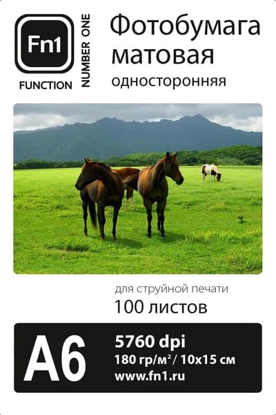 Фотобумага матовая односторонняя 180гр/м, (10х15), 100л, Fn1