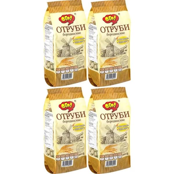 Отруби Ого! Бородинские 200 г, набор: 4 штуки