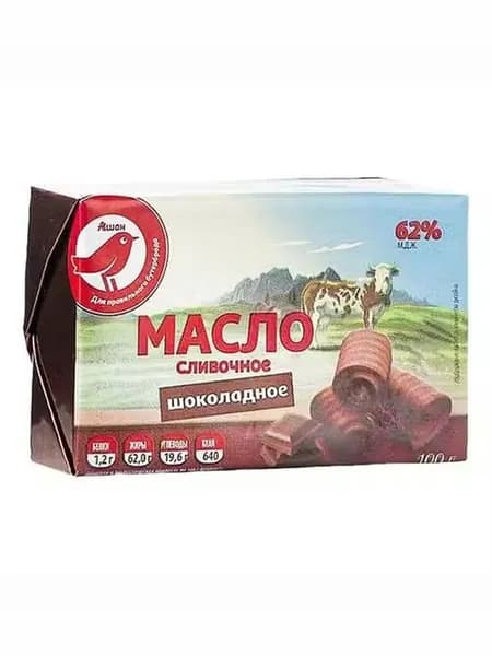 Сливочное масло АШАН Красная птица шоколадное 62% БЗМЖ 100 г