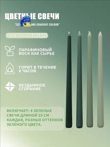 Свеча 25 см х 2.5 см 4 шт