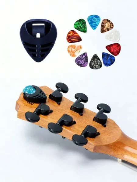 Набор из 10 медиаторов для акустической и электрогитары, целлулоид, толщина 0.46 мм, с держателем