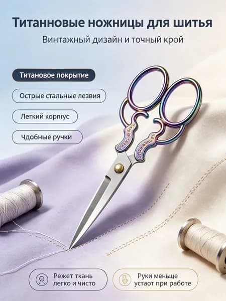 Ножницы винтажные для рукоделия со звездочкой, утолщённые, титановое напыление