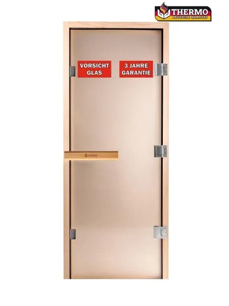 Дверь для сауны THERMO Light "Bronze", 190*70см, дверной короб хвоя 40*70мм, стекло 8 мм, 3 навеса, дер ручка.