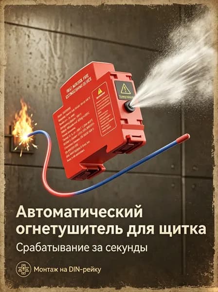 Автономная установка аэрозольного пожаротушения, автоматический огнетушитель для автомобиля, электрощита и ИБП, крепление на DIN-рейку, термоактивирующийся, 10г
