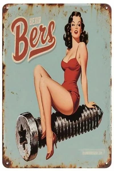 Табличка металлическая интерьерная Pin-Up Девушка Пинап