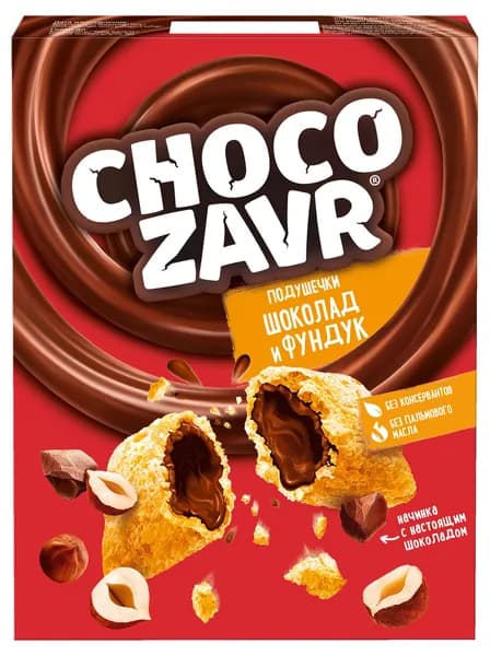 Подушечки Chocozavr c шоколадно-ореховой начинкой, 220 г x 1 шт