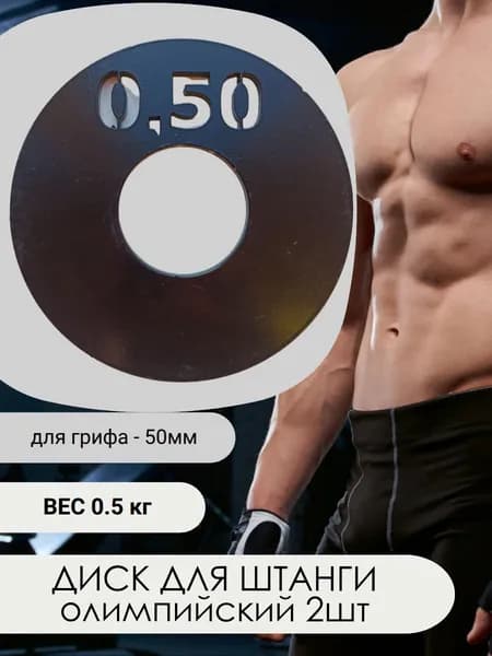 Диски (блины) для штанги (гантели) 0.5кг (d51), 2шт