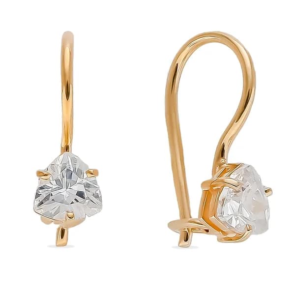 Серьги детские с фианитами из красного золота 375 пробы 585GOLD