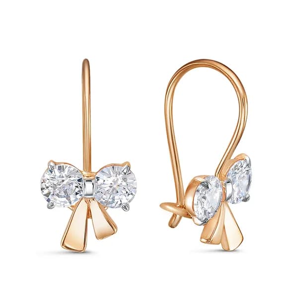 Золотые серьги DIAMANT-ONLINE с фианитом 585 пробы