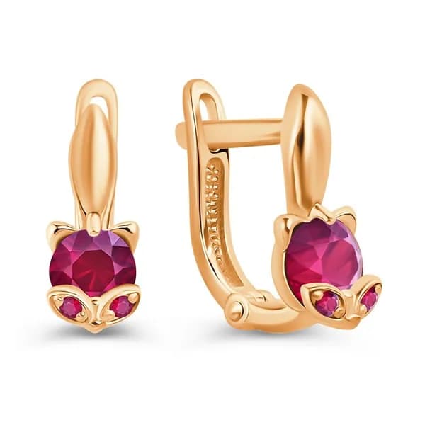 Серьги детские с фианитами из красного золота 585 пробы 585GOLD
