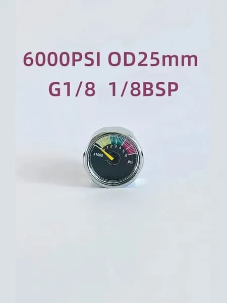 Манометр 6000PSI, D25, G1/8 1/8BSP, Леший 2, для винтовки, для баллона, PCP PAINTBALL