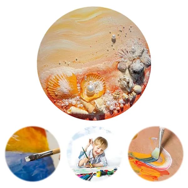 Набор для рукоделия Orange Beach : круглая рамка, ракушки, жемчуг, 20 20 см