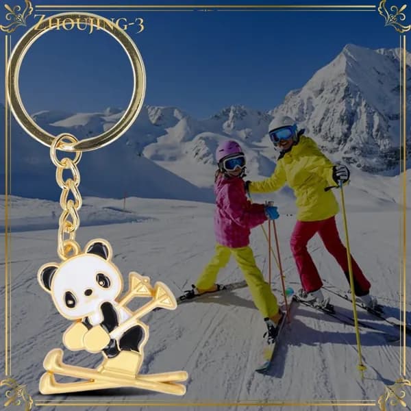Металлические брелки для лыж Лыжи X-1280 Ski Panda Gold