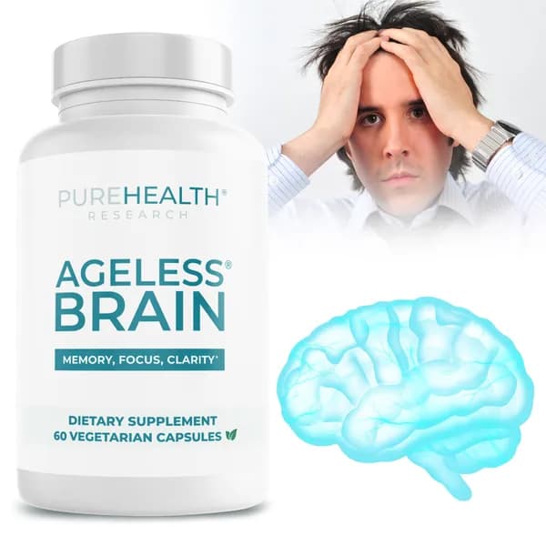 Добавка для улучшения работы мозга Ageless Brain Supplement - содержит портулак, альфа-GPC, L-тирозин, витамин B6, ниацин - поддерживает память, внимание и ясность мышления