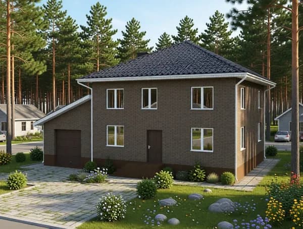 185,5 м2 - Проект для ипотеки и строительства дома 22-0034А (14,55*10,0 м, газобетонный блок 375 мм, облицовочный кирпич)